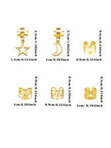 50pcs Golden Star Moon Hair Clips Braid Jewelry Dreadlock Accessories Loc Adornment For Braids Decoration - Gold - View 7