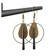 一对波西米亚风镂空圆形铜吊坠耳环，独特女士耳环，派对礼物 - 銅色 - 查看 1