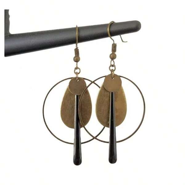 一对波西米亚风镂空圆形铜吊坠耳环，独特女士耳环，派对礼物