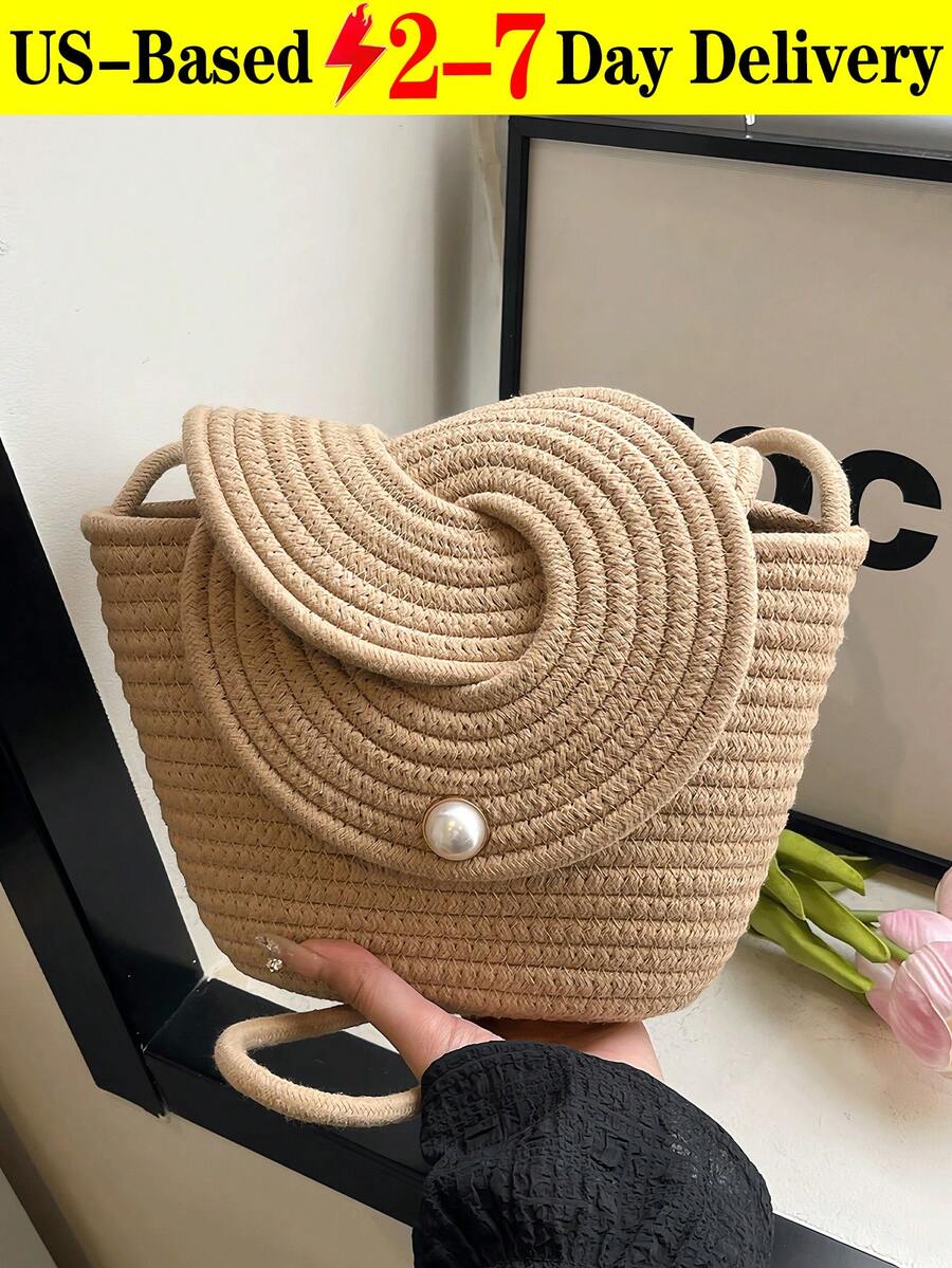 Mini Fashion Imitation Straw Handbag, Summer Vacation Beach Style Woven Bag Handheld And Crossbody Bag,Lightweight Casual Minimalist Straw Woven Bag, Perfect For Holiday Shopping And Gifting, Elegant Ladies Handbag,Women's And Girls' Bag, Wicker Bag, Holiday Essentials,Perfect For Travel, Vacation, Holiday & Beach, Travel Must Haves, Summer Straw Beach Bag For Women, Fashion Summer Vacation Bag, Beach Essentials Women Bags For Vacation & Holiday,Eye-Catching Beach Bag, Women's Summer Straw Beach Bag, Popular Women's Beach Bag, Fashionable Summer Vacation Bag, Essential Women's Beach Vacation Bag, Latest Vacation Bag[US Local Warehouse]The Best Gift Choice, Birthday Gift - 彩色 - 查看 1