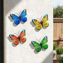 4 Peças Decoração de Parede Borboleta de Metal, Escultura de Arte de Parede de Ferro Resistente à Ferrugem de 6.5 Polegadas, Adequada para Jardim, Quintal, Varanda, Cerca, Presente Perfeito para Inauguração da Casa, Dia das Mães - Estilo B - Visão 7