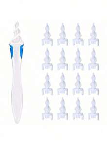 32pcs Soft Silicone Ear Wax Removal Tool Kit With 16 Replacement Heads, Easy To Remove Earwax, Reusable Ear Cleaner, Spiral Ear Care Health Cleaning Tool - White - View 7