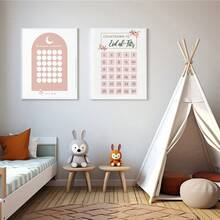 1pc Canvas Wall Art - Floral Eid Countdown Printable Calendar, Ramadan Decor Planner, Pink Islamic Kids Gift Wall Hanging Home Decor Baby Goods – Framed Nursery Wall Art Perfect For Playroom Decor Nursery Decor, Daycare Decor, Preschool Decor Boy's Room Decor Girl's Bedroom Decor Kids' Room Decor - Multicolor - View 7