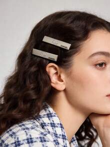 CHANEL Silver Hair Clip, Side Part Hair Clip, Elegant Women Hair Accessory - Silver - View 3