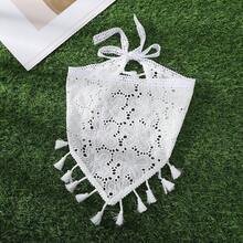 1pc Rustic Hollow Lace Flower Triangular Scarf Hair Band, Suitable For Daily Outfits