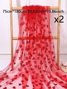 2条/1条母亲节红色心形网纱桌旗 - 采用心形网纱设计，饰以浪漫的心形图案。适用于婚礼餐桌装饰、婚宴中心摆设和派对餐桌装饰。这款轻盈的心形图案桌旗是一款装饰性面料，非常适合婚礼、母亲节、生日、周年纪念日、新娘送礼会、情人节和其他场合。 - 彩色 - 查看 22