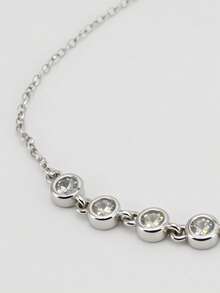 925 Sterling Silver 5A Cubic Zirconia Petite Diamond Bracelet, Elegant & Luxurious, Ideal Gift For Valentine's Day, Mother's Day, Everyday Wear For Women, Comes With Gift Box - Silver - View 7