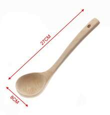 Cuchara de vino de haya 27 * 8cm, cuchara de sopa de madera sin pintar para la cocina del hogar, cuchara de madera para mezclar sopa, utensilios de cocina, cuchara de madera duradera - MH-10813 - Ver 8