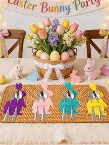 12个复活节兔子造型无纺布餐具袋，复活节家居餐桌装饰，复活节装饰品，复活节礼物，复活节派对用品，复活节派对餐具装饰，复活节餐桌装饰，厨房和餐厅装饰，复活节房间装饰，家居装饰，复活节装饰品，复活节礼物，复活节餐桌装饰