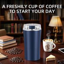 Electric Coffee Grinder, CoffeeBean And Spice Grinder,300w Powerful Power Portable With Heavy-DutyStainless Steel Grind Blades - 藍色 - 查看 8