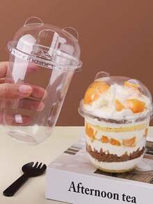 250ml/360ml/500ml, Disposable U-Shaped Cake Cups, Summer Transparent Plastic Dessert Cups, With Lids, Multi-Purpose, Can Be Used To Hold Yogurt, Pudding, Ice Cream, Fruit, And Is Also Suitable For Cakes, Mousses, Milkshakes, Yogurt, Ice Cream, Fruit, Cakes, And Is Suitable For All Kinds Of Parties And Back-To-School Catering. - Transparent - View 9
