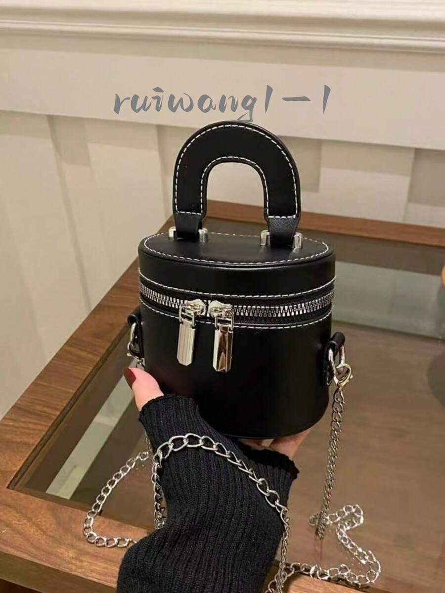 2025 New Arrival Wholesale Minimalist Chic Makeup Case Bag, Mini Lipstick Pouch & Shoulder/Crossbody Bag For Women - Black - View 1