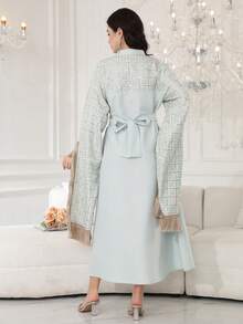 2026 New Style Ramadan Traditional Elegant Embroidered Arabic Women's Dress With Tassel Cuffs, Small Stand Collar And V-Neck, Fashion Luxury Creative - Green - View 8