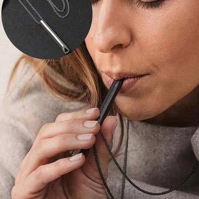 1pcs Black Breathing Necklaces For Relieving Anxiety And Stress, Whistle-Decorated Necklaces, Mindfulness Deep Breathing Tools, Meditation Relief Gifts For Men And Women, Holiday Gifts, Mother's Day Gifts, Adult Gathering Supplies For Relieving Stress