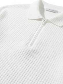 GRDR Men's Fashionable Outdoor Minimalist Versatile Half-Zip Casual Polo Shirt With Collar - White - View 3