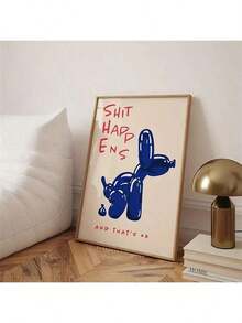 1pc Unframed Contemporary Canvas Poster, Inspirational Blue & Red Printed Artwork, Balloon Dog Print Canvas Wall Art, Artistic Painting Wall Decor, Can Be Given As Birthday Gift, Bedroom, Office, Living Room, Wall Decoration, Home And Dorm Decor Gifts Graduation - Multicolor - View 11