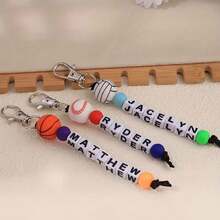 1pc Personalized Custom English Name/Letter - Soccer, Basketball, Baseball Beads - Lobster Clasp - Birthday, Anniversary, Valentine's Day Gift, Suitable For Him/Her Or Parents - Ball Keychain - View 8