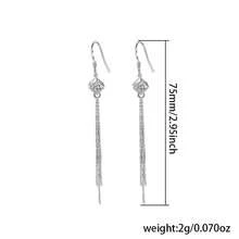1 đôi bông tai mặt dây chuyền tua rua bằng bạc sterling 925 đính đá Cubic Zirconia thời trang và thanh lịch, thích hợp cho tiệc chiêu đãi, đám cưới, các dịp lễ hội và đeo hàng ngày. - Bạc - Xem 7