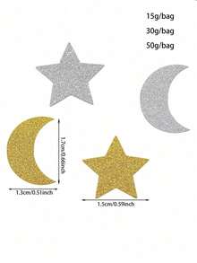 100pcs Star And Moon Paper Confetti, Double-Sided Table Paper Confetti With Colorful Flower Sequins, Wedding And Birthday Decorations, Moon And Star Party Decorations, Gold, Silver, Pink, Blue Baby Shower, Gender Explanation Party - Multicolor - View 9