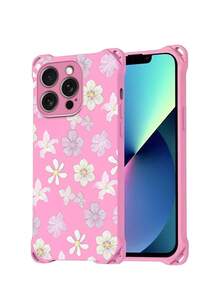 Custodia per telefono compatibile con Apple 16 Pro Max, 15 Pro Max, 12, 13, 14 Pro Max, 14 Plus, 15, 16 Plus, motivo floreale rosa e bianco, scocca in silicone morbido con quattro angoli arrotondati - Rosa - Visualizzare 10