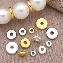 30颗18K镀金扁平圆形隔珠黄铜圆片珠金色金属散珠，适用于DIY手链、项链、耳环等首饰工艺品制作，尺寸3/4/5/6毫米 - 彩色 - 查看 3