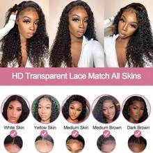 NATAN 34 Inch 200% Density 13x4 HD Black Lace Frontal Wig Long Deep Wave Wig Synthetic Heat Resistant Fiber Hair Wigs Premium Cruly Natural Black 13*4 Hairpiece Wigs For Women With HD Transparent Lace Water Wave Wigs - Natural & Black - View 6