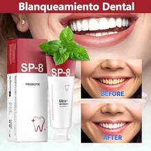 3Pcs SP8 Pasta Dental, Pasta de Dientes Blanqueadora Probioticos sp-8, Pasta de dientes para aliento fresco, blanquear, encías saludables y eliminación de manchas - Menta - Ver 3