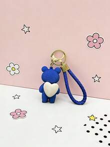 1pc Creative Pink Heart Resin Teddy Bear Keychain, Delicate & Cute Cartoon Car Key Chain Handbag Pendant, Suitable For Daily Use Or Couple Gift, School & Auto Decor, Gothic Y2K Christmas - Multicolor - View 7