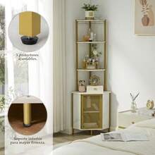 gabinete de oficinaMU:4LIFE Gabinete de Bar Multiusos con Estantes Atlos Soporte para Copas y  de Malla Mueble para Licores bidas Liero y De Exibicion para Sala Cocina o Oficina Marmol Blancogabinete de oficina - Mrmol blanco - Ver 5