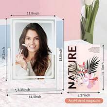 vanity tocadorBRIGHTINWD Espejo de cambiador con luces espejo de cambiador de  con luces control táctil 3 modos de iluminación de color para recámara espejo de aumento desmontable de 10X rotación de - Blanco - Ver 6