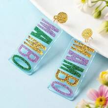 1 Pair Fashionable Carnival, Party Letter Acrylic Pendant Earrings For Women - Multicolored - View 7