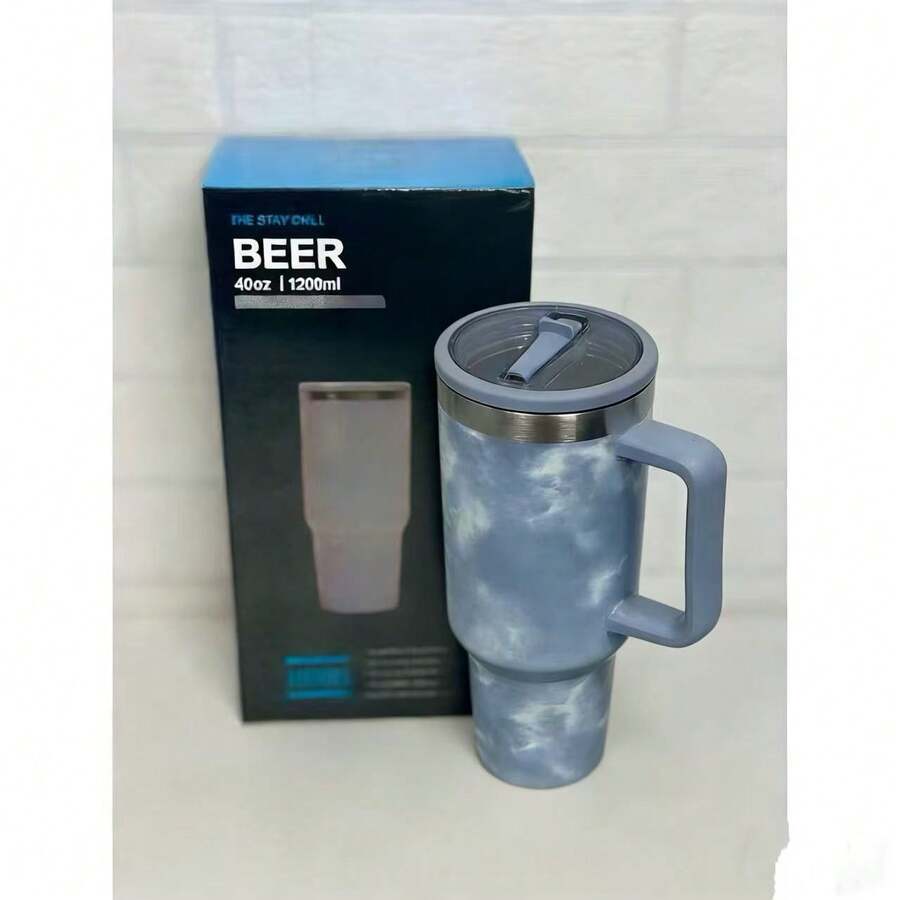 Large 1200ml Capacity, Ideal For Those Who Drink A Lot Of Water. Stainless Steel Material, Keeps The Temperature For Longer. With Straw And Lid, Practical For Drinking Without Spilling. Side Handle, Easy To Carry. Gradient Design In Pastel Colors, Modern And Stylish. Perfect For Work, Gym, Travel And Car. - 霧霾藍 - 查看 1