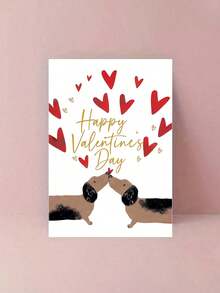 1pc Cute Dachshund Couple Valentine's Day Greeting Card, Sweet Puppy Kiss Love Card For Couples, Lovers & Dog Fans, Valentine's Day Gift, Best Valentine's Day Wishes To Express Love, Anniversary, Wedding Anniversary - Multicolor - View 6