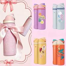 24oz /32oz Stainless Steel Insulated Water Bottle With Straw, Portable Coffee Mug Suitable For Hot & Cold Drinks, Fitness And Cycling Water Bottle, Leak-Proof Lid Travel Cup For Camping, Hiking, Driving, Outdoor Activities, - 小蝴蝶結 - 查看 1