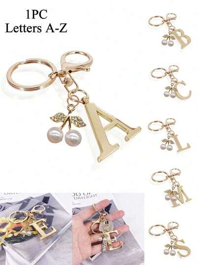 1pc Advanced And Elegant Gold Letter Keychain, Letter A-Z Three-Dimensional Pendant,Stylish Alloy Key Chain Ring, Bag Backpack Charm Car Key Holder, Perfect Accessories For Women's Daily Use, Great Couples Gift, Classic And Simple Keychain, Decoration, Bag Accessories, Suitable For Giving To Friends, Family, Couples, Girlfriends, Important Gifts, Holiday Souvenirs ﻿