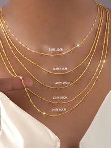 16/18/20/22/24 Inch 925 Sterling Silver Italian Twist Chain Necklace, Available In Multiple Lengths, 18K Platinum Plated, Great Gift For Girlfriend - Gold - View 1