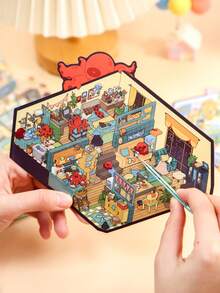 1 حقيبة/2 حقيبة، سلسلة مسرح المنزل الصغير، ملصقات مشاهد ترفيهية للتأمل الداخلي الأصلية، مناسبة للبالغين - أنشطة علاجية بالملصقات للتخفيف من التوتر، مثالية للأعمال اليدوية والهدايا. - متعدد الألوان - مشاهدة 3