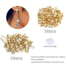 KMEOSCH 40 piezas de postes de pendientes de acero inoxidable con color dorado, cuentas de cristal transparente, con anillos horizontales de 2 mm y cierres de mariposa para hacer joyas - Estrella - Ver 10