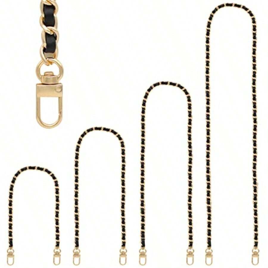 UIEE RAPUDA Correa de cadena para bolso 4 piezas de diferentes tamaños correa de cadena de metal para bricolaje bolso de mano bolso de hombro 15.4 pulgadas 23.6 pulgadas 31.4 pulgadas 47.2 pulgadas negro - Negro (oro). - Ver 1