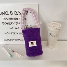 1pc Fluffy Insulated Cup Sleeve, Soft Spill-Proof Anti-Scald Milk Tea Carry Bag - Multicolor - View 9