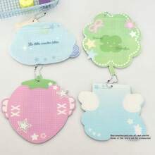 3英寸不对称造型卡套，带身份证和卡片插槽，创意猫咪、音符、草莓、三叶草图案，可放置硬质卡片 - 彩色 - 查看 4