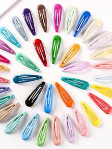 5pcs/Set 5cm Oil Drop BB Clips | Basic Side Clips For Women & Girls, Daily Hair Fixing, Simple & Practical Hair Accessories Set - 顏色混合 - 查看 3