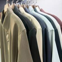 Men's Solid Color Polo Shirt In Cool Silk, Business Casual Style And Breathable. - Azul menta - Ver 4