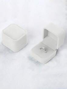 1pc White Velvet Ring Box, Suitable For Proposal, Wedding, Engagement, Valentine's Day Gift - Elegant Jewelry Display Box For Storing Rings, Earrings, Necklaces - Luxury Ring Holder, Bridal Accessories, Ladies Gift Box, Valentine's Day Gift Packaging - Multicolor - View 7