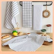 Plaid Striped Kitchen Towel, Black Mixed Floral Pattern Tea Towel, Home Kitchen Napkin, Daily Household Dish Drying Mat - Multicolor - View 13