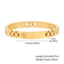 1pc Personalized Minimalist Laser Engraved Medical Symbol Text Stainless Steel Bracelet For Men, Father, Mother Gift - Multicolor - View 13