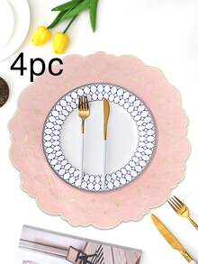 1/2/4件装刺绣布艺节日餐垫，适合婚礼派对餐桌装饰，简约优雅的欧式风格布艺桌布，星月图案餐垫 - 彩色 - 查看 18