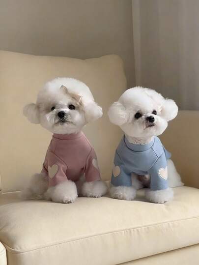  HUITAIYANG宠物连帽衫一件装，四季皆宜，柔软舒适透气，猫狗通用，爱心印花，适合小型和中型宠物。