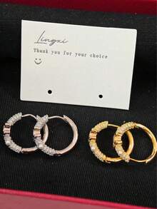 1 Pair High-Quality Zirconia Flower Earrings - Women's Light Luxury Sparkly Party Accessory - Exquisite Diamond-encrusted Pearl Earrings - View 3