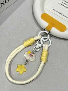 1件可爱创意无言云朵星形吊坠手链，少女手机挂绳腕带吊坠夹 - 彩色 - 查看 2